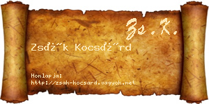 Zsák Kocsárd névjegykártya